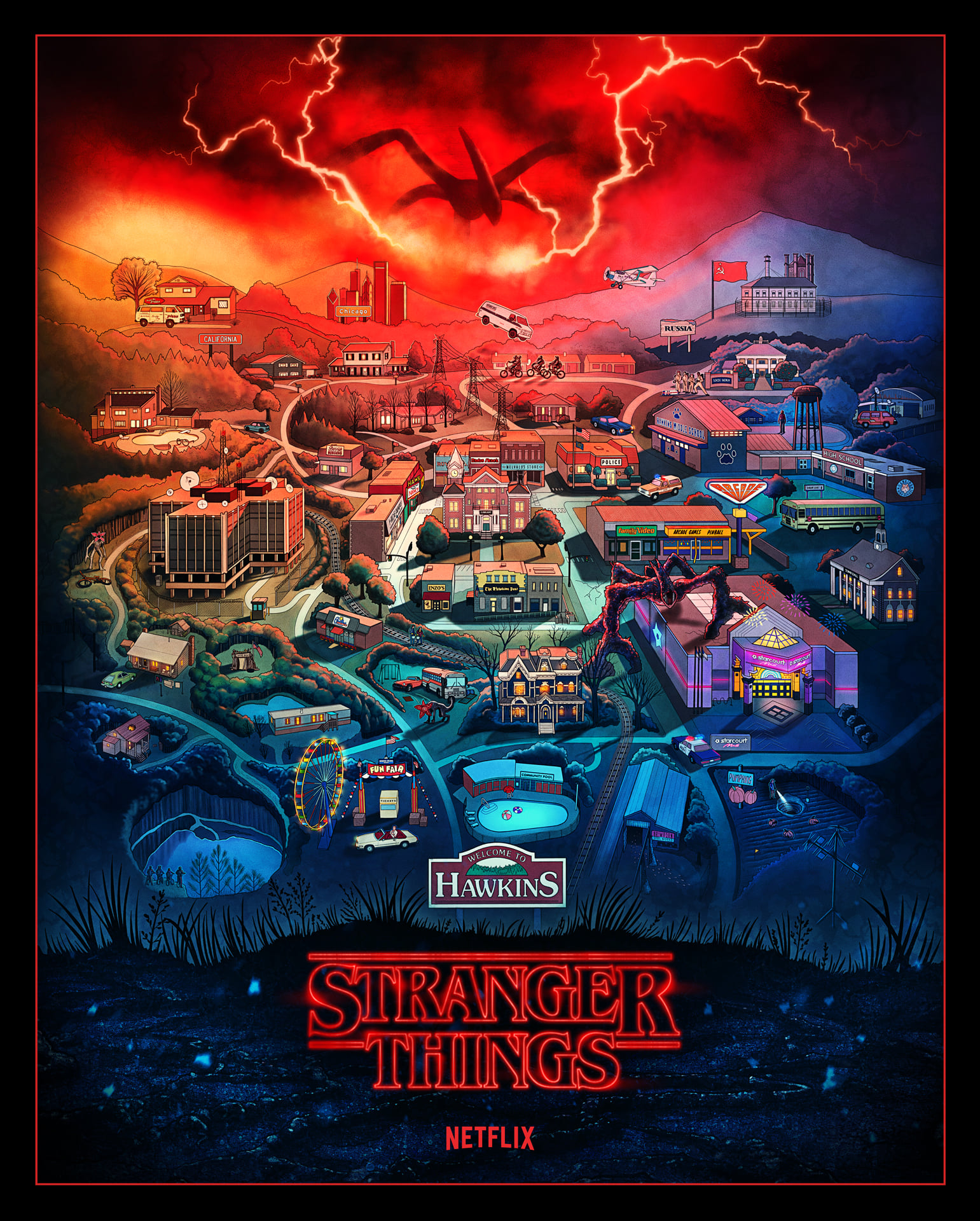 Stranger Things 4 affiche Netflix Hawkins